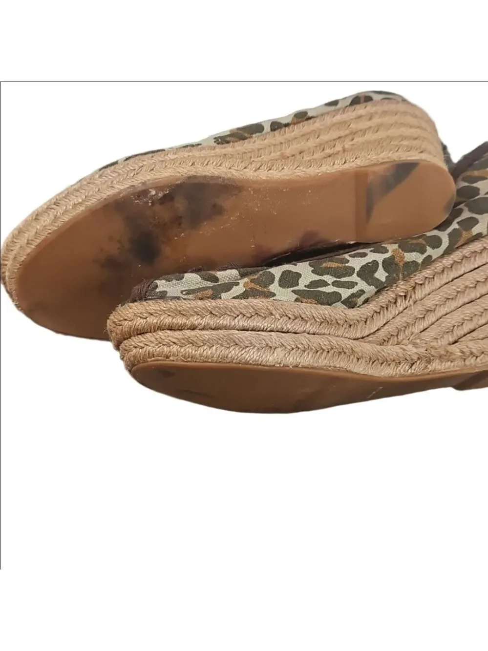 Tory Burch Leopard Wedge Peep Toe Shoes Size 11B